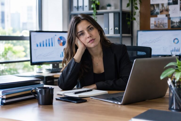 Account manager de agência de marketing sobrecarregada, sinal de turnover na equipe de atendimento